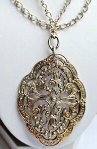 【送料無料】アクセサリー　ネックレス　グランドコリアビンテージgrand collier pendentif bijou vintage couleur vieil or finement ajour 509