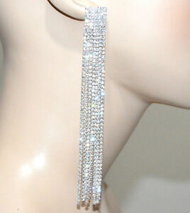 【送料無料】アクセサリー　ネックレス　イヤリングシルバーワイヤーorecchini donna argento fili strass pendenti lunghi eleganti sposa cerimonia g38 21,158円