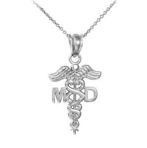 【送料無料】アクセサリー　ネックレス　argento sterling 925 medico dottore md caduceo collana con ciondolo pendente