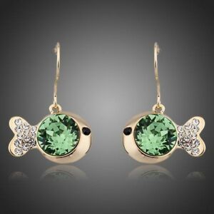 【送料無料】アクセサリー　ネックレス　ペンダントイヤリングplaccato oro verde di cristallo orecchini pendenti pesce per donne ragazze donna mje0087