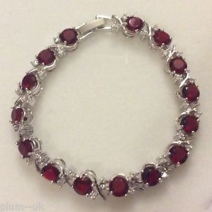 【送料無料】アクセサリー　ネックレス　ルビーレッドシルバーブレスレットホワイトエレメントgb rosso rubino argento bracciale 18ct bianco gf sw elementi boxed 7 18 cm x 8mm
