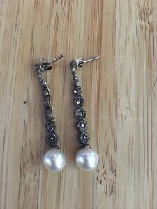 【送料無料】アクセサリー　ネックレス　シルバーパールペンダントイヤリングargento amp; perla orecchini pendenti _ con marquisite