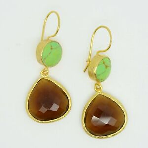 【送料無料】アクセサリー　ネックレス　ストーンイヤリングaylas placcato oro semi preziosi gem stone orecchini agata quarzo affumicato