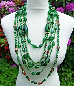 【送料無料】アクセサリー　ネックレス　ビンテージガラスエメラルドグリーンネックレスsplendido 20s vintage vetro verde smeraldo dichiarazione collana robusta assemblato 22,350円