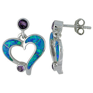 【送料無料】アクセサリー　ネックレス　スターリングシルバーオパールカラーアメジストハートイヤリングargento sterling opale cuore orecchini con colore ametista