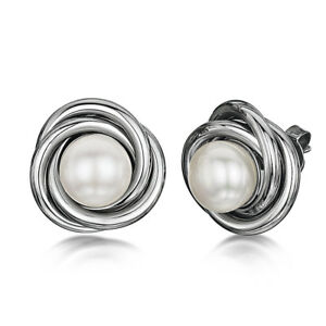 【送料無料】アクセサリー　ネックレス　イヤリングスタッドチタンパールスワールデザインイヤリングセンターorecchini a perno in titanio pearl swirl design orecchini di perle centro 15mm