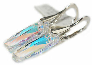 【貨物輸送無料】付属物 頸飾り カラムスワロフスキークリスタルレバーイヤリング20粍 colonna ab cristalli di swarovski  argento sterling orecchini a leva sul retro ネックレス・ペンダント-ジュエリー・アクセサリー