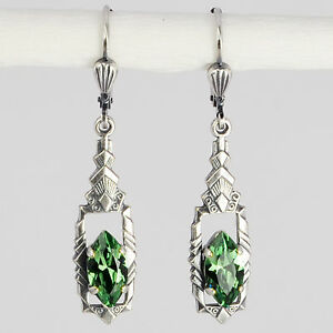 【送料無料】アクセサリー　ネックレス　イヤリングスワロフスキークリスタルシルバービンテージgrevenkmper orecchini cristallo swarovski argento navette vintage verde erinite