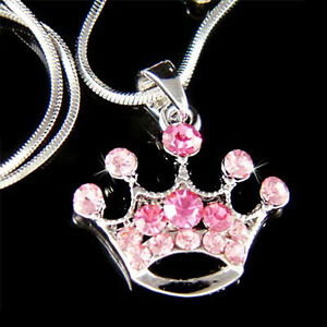 【送料無料】アクセサリー　ネックレス　ピンクプリンセスクラウンスワロフスキークリスタルクィーンハットネックレス~ rosa principessa corona fatto con swarovski cristallo regina cappello collana