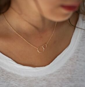 【送料無料】アクセサリー　ネックレス　コリアーcollier 2 ronds cercles anneaux en plaqu or