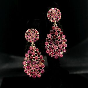 【送料無料】アクセサリー　ネックレス　メッキピンクリスタルピンクドロップイヤリングorecchini a perno dorato grandi tondo goccia cristallo rosso rosa matrimonio