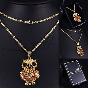【送料無料】アクセサリー ネックレス ロングネックレストレーラーフクロウゴールドスワロフスキーカートンlunga collana amp; rimorchio gufo, da donna giallooro, swarovski cristalli, in astuccio