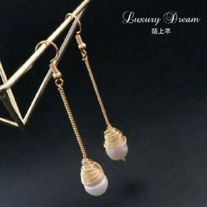 【送料無料】アクセサリー　ネックレス　イヤリングリニアビーズバインドorecchini lungo lineare perle coltivazione legato in su artigianale placcato oro