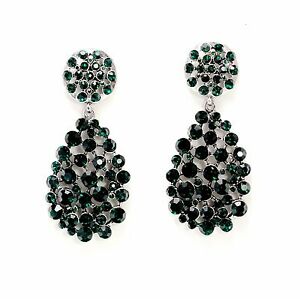 【送料無料】アクセサリー　ネックレス　イヤリングシルバーピンクリスタルグリーンドロップorecchini a perno argentato grandi tondo goccia cristallo verde matrimonio yw11