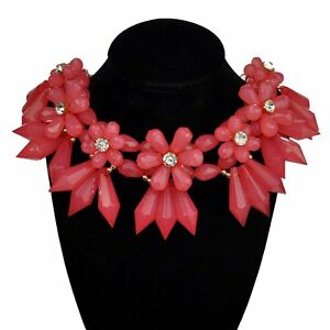 【送料無料】アクセサリー　ネックレス　コリアーネックレスクリスタルラグジュアリーインフルエンザピンクstatement collier collana lusso cristallo simil fiore rosa rosso corall nuovo