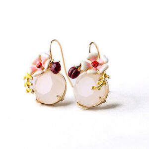 【送料無料】アクセサリー　ネックレス　イヤリングエナメルラウンドベージュシートorecchini smalto fiore bianco coccinella insetto beige tondo foglio l1