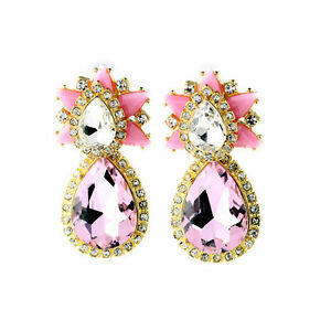 【送料無料】アクセサリー　ネックレス　イヤリングゴールドクリップドロップピンクバロックビンテージクラスorecchini clip dorato goccia rosa vintage barocco stella class matrimonio j4