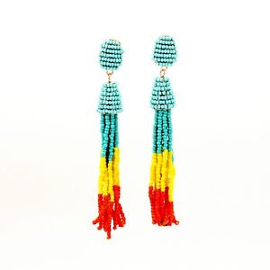 【送料無料】アクセサリー　ネックレス　ミニパールターコイズイヤリングorecchini candeliere lungo mini perla pompon turchese giallo rosso qd2