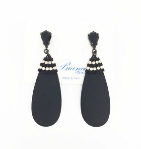 【送料無料】アクセサリー　ネックレス　イヤリングピンドロップマットブラックアートbianco bijoux orecchino a perno con goccia opaca e strass neri art 460672l