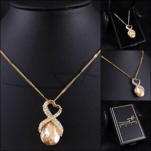 【送料無料】アクセサリー　ネックレス　ネックレスペンダントカートンスワロフスキーcollana amp; ciondolo infinity, donna, giallooro, swarovski cristalli, in astuccio