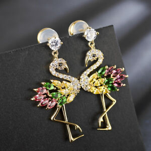 【送料無料】アクセサリー　ネックレス　イヤリングマルチカラーフラミンゴイエローゴールドメッキorecchini piccolo uccello fenicottero multicolore giallo placcato oro