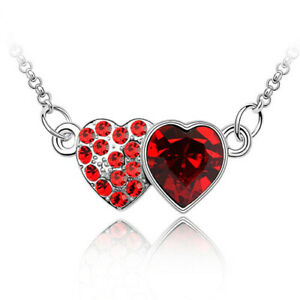 【送料無料】アクセサリー　ネックレス　ネックレスハートチェーンネックレスcollana cuore amp; cristallo rosso argentoda donna catena collana amore fidanzamento matrimonio
