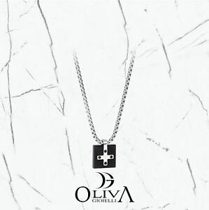 【送料無料】アクセサリー　ネックレス　ネックレスブラックスチールプレートクロワsagapo collana acciaio pvd nero zirconi piastra scx03 croix