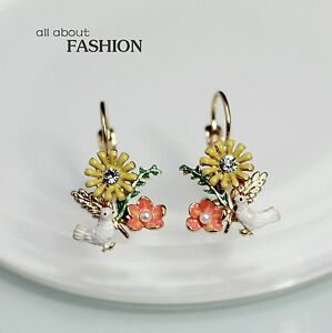 【送料無料】アクセサリー　ネックレス　イヤリングエナメルマルゲリータシートorecchini piccolo traversine dorato poulet smalto giallo margherita foglio l9