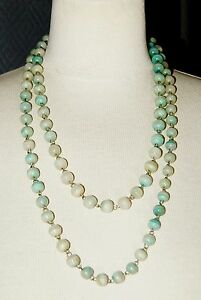 【送料無料】アクセサリー　ネックレス　コリアーブランcollier sautoir perles en jaspe blanchtre, vert et bleu et mtal blanc 29,800円