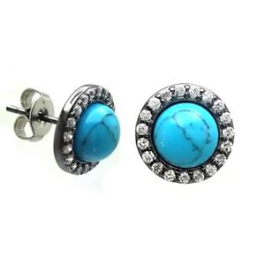 【送料無料】アクセサリー　ネックレス　スターリングシルバーブラックラウンドターコイズdonna argento sterling 925 nero rh zirconi cubici rotondi turchese centrale