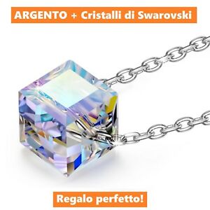 【送料無料】アクセサリー　ネックレス　ネックレスシルバーペンダントスワロフスキークリスタルオーロラcollana donna argento 925 ciondolo cristalli di swarovski aurora boreale brilla