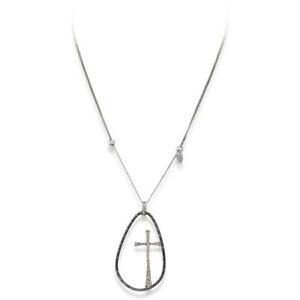 【送料無料】アクセサリー　ネックレス　ネックレスアーメンシルバークロスペンダントブラックcollana donna amen clgonb argento 925 croce pendente nero
