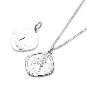 【送料無料】アクセサリー　ネックレス　スターリングシルバーリバーシブルミディアムスクエアネックレスペンダントサンクリストフォロargento sterling medium reversibile quadrato collana con pendente san cristofo 21,456円