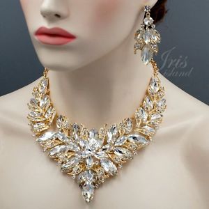 【送料無料】アクセサリー　ネックレス　クリスタルメッキネックレスイヤリング18kt glod cristallo trasparente placcato matrimonio collana orecchini
