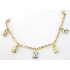 【送料無料】アクセサリー　ネックレス　スターリングシルバーテディベアブレスレットtoc ragazze argento sterling goldtone colorato orsacchiotto bracciale con charm 65