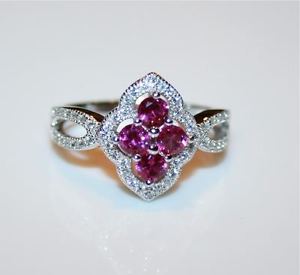 【送料無料】アクセサリー　ネックレス　スターリングシルバークラスタリングルビーargento sterling rubino cz con zirconi anello cluster