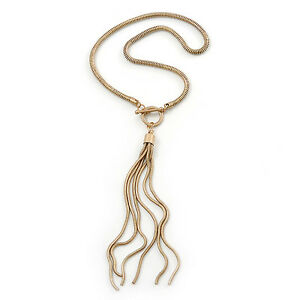 【送料無料】アクセサリー　ネックレス　メッキネックレスペンダントバーナッパplaccato oro collana con pendente nappa con chiusura tbar 40cm lunghezza