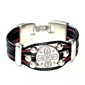 【貨物輸送無料】付属物 頸飾り ブレスレットレザーコードbraccialetto placcato インチ argento invecchiato cordoncino pelle nero e marrone ジュエリー・アクセサリー-ネックレス・ペンダント-男女兼用アクセサリー