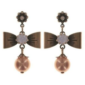 【送料無料】アクセサリー　ネックレス　イヤリングイヤリングリボンピンクアンティーククーパーkonplott orecchini orecchini pearl n ribbons rosa antique cooper