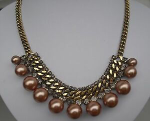 【送料無料】アクセサリー　ネックレス　ライトブラウンビジーcollieroro coloratecon marrone chiaro occupato perle 42 cm di lunghezzanuovo