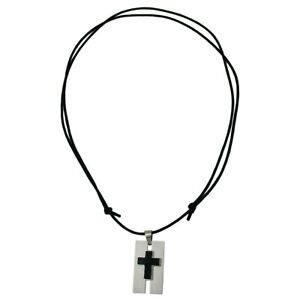 【送料無料】アクセサリー　ネックレス　ブラッククロスステンレススチールネックレスストラップ1mm1mm cordino con nero croce in acciaio inox collana per uomini 7090cm