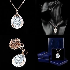 【送料無料】アクセサリー　ネックレス　ネックレスペンダントペンダントゴールドクリスタルローズcollana donna a pendente ovale ciondolo colore oro rosa 18 kt cristallo