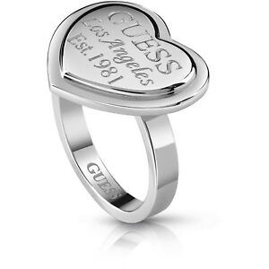 【送料無料】アクセサリー　ネックレス　リングログインguess jewels anello acciaio con cuore logato ubr2800654 nuovo, mis 14