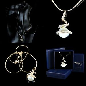 【送料無料】アクセサリー　ネックレス　ネックレスペンダントゴールドカラーcollana donna a pendente bianco perle colore oro giallo cristallo regalo