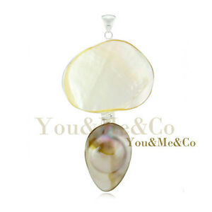 【送料無料】アクセサリー　ネックレス　スターリングシルバーペンダントgrande madreperla naturale argento sterling 925 ciondolo