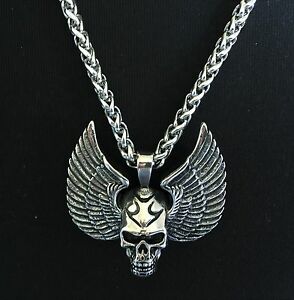 【送料無料】アクセサリー　ネックレス　ペンダントスカルネックレスciondolo skullamp;wings grosso lunghezza della collana 60cm 5mm tutto 20,860円