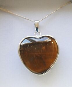 【送料無料】アクセサリー ネックレス ボックスハートペンダントシルバーキャッツアイネックレスgrandi dimensioni color argento 925 dorato tigri eye gemstone collana con ciondolo a forma di c