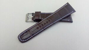 【送料無料】アクセサリー　ネックレス　ブレスレットクロノワニマロンbracelet montre chrono en crocodile marron couture blanche disponible 18 26mm