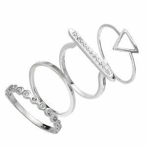 【送料無料】アクセサリー　ネックレス　スターリングシルバーバースタッキングリングセットフォームreal 925 argento sterling amp; barra triangolo geometrico cz impilamento anelli set forme 20,860円