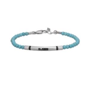 【送料無料】アクセサリー　ネックレス　スチールブラックカフスマートターコイズ2 jewels bracciale smart in acciaio 316l pvd nero, turchese ricostituito e zirco